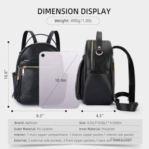 Small PU Leather Backpack Purse Lightweight Waterproof Daypack Travel Bag main image 4